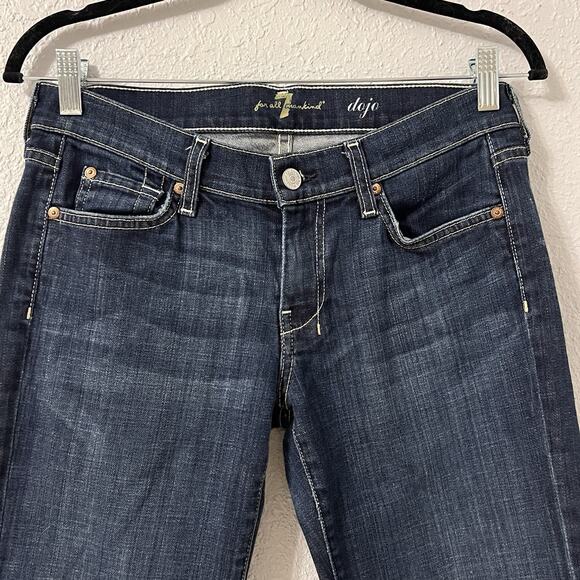 Seven For All Mankind Dojo Women’s Jeans 28x27 Low Rise Flare Dark Wash - Picture 2 of 7